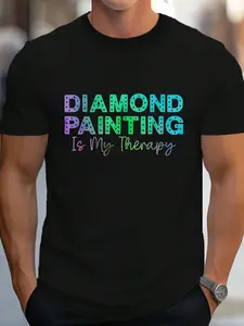 100% Cotton Diamond Painting Is My Therapy Funny Diamond Art Painting T-Shirt Women's Men's Graphic Tee Crew Neck summer vacation Tops