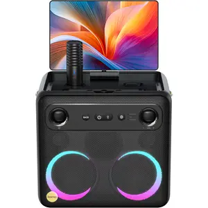 Ikarao Break X2 Smart Karaoke Machine for Adults – 32GB Karaoke Tablet, Screen with Lyrics Display, 2 Wireless Mics, 300W Power, 4 DJ Lights, Bluetooth, HDMI TV Connection, Professional Karaoke Speaker for Any Occasion