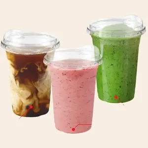 Clear Plastic Cups 20 oz with Strawless Sip-Lids - Disposable Iced Coffee Cups, Pet Use, Smoothies & Cold Drinks for Events, BPA-Free PET Material, 50 Sets Party Supplies