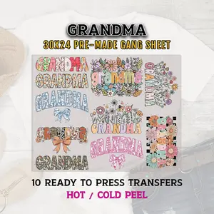 Grandma DTF Transfers, Grandma Gang Sheet, Grandma DTF Transfer Ready For Press, Mother's Day DTF, Custom Transfer, Direct to Film,Dtf Print