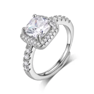 Fasjewly Solitaire Promise Rings for Women Halo Ring Engagement Rings for her Cubic Zirconia Ring for Women, Fashion Jewelry for Party, Daily Clothing Decor,Birthday Gift with Adjustable