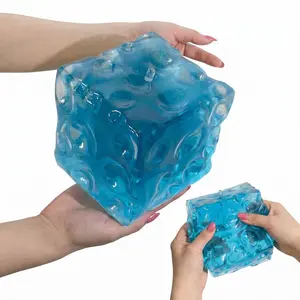 Giant Jelly Cheese Cube Squishy Toy, Jumbo Transparent Moldable Squeeze Fidget Toy, No-Rebound Sensory Stress Relief Desk Toy, 1pc