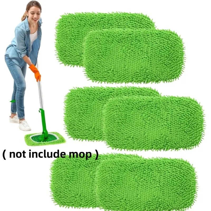 6 Packs Reusable Wet Pads Refill for Swiffer Sweeper Mop - Dry Sweeping Cloths & Wet Mopping Cloths for Household Cleaning - Washable Microfiber Pads for Mopping Floors (Mop is not Included)