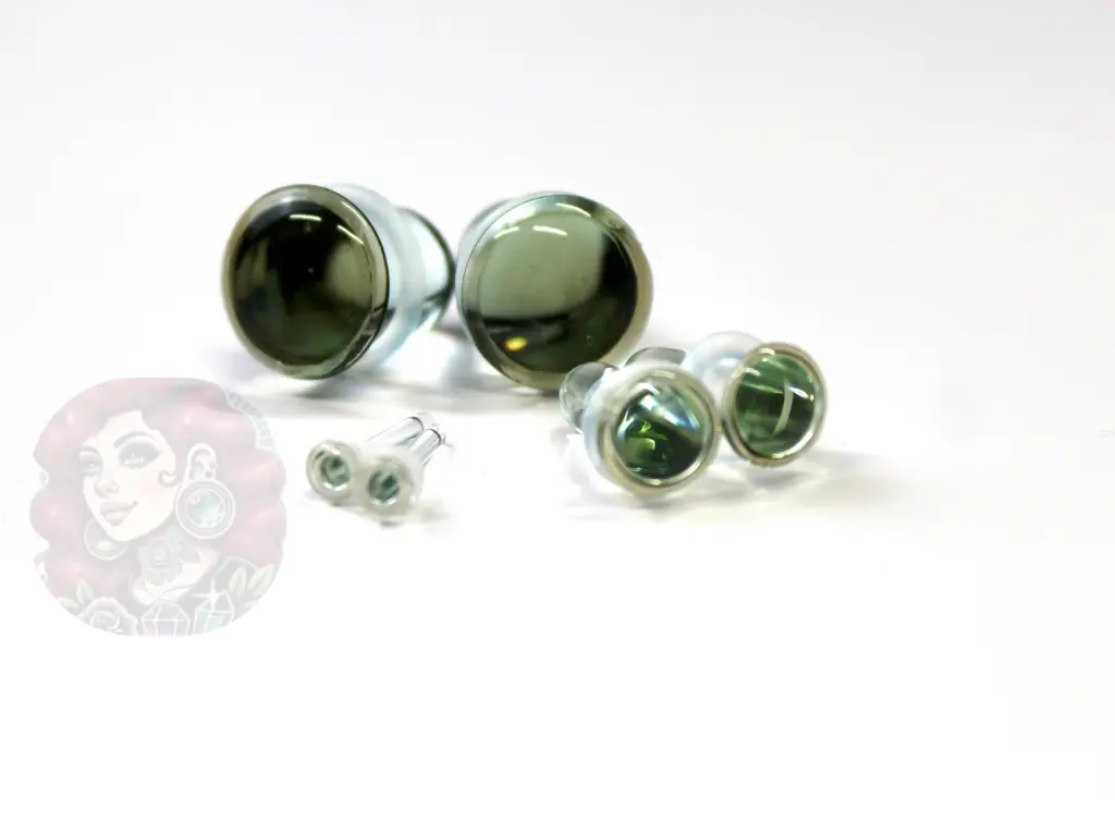 Single Flare Smoky Glass Jewelry for Dead Stretching – Sizes 1.6mm (14g) to 10mm (00g), Half Sizes, Glass Ear Jewelry for Stretched Ears Sold Per Pair or as a Kit