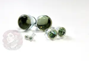 Single Flare Smoky Glass Ear Plugs, Ear Stretching Earrings for Dead Stretching - 1.6mm (14g) to 10mm (00g) Sizes, Sold Per Pair or as a Kit