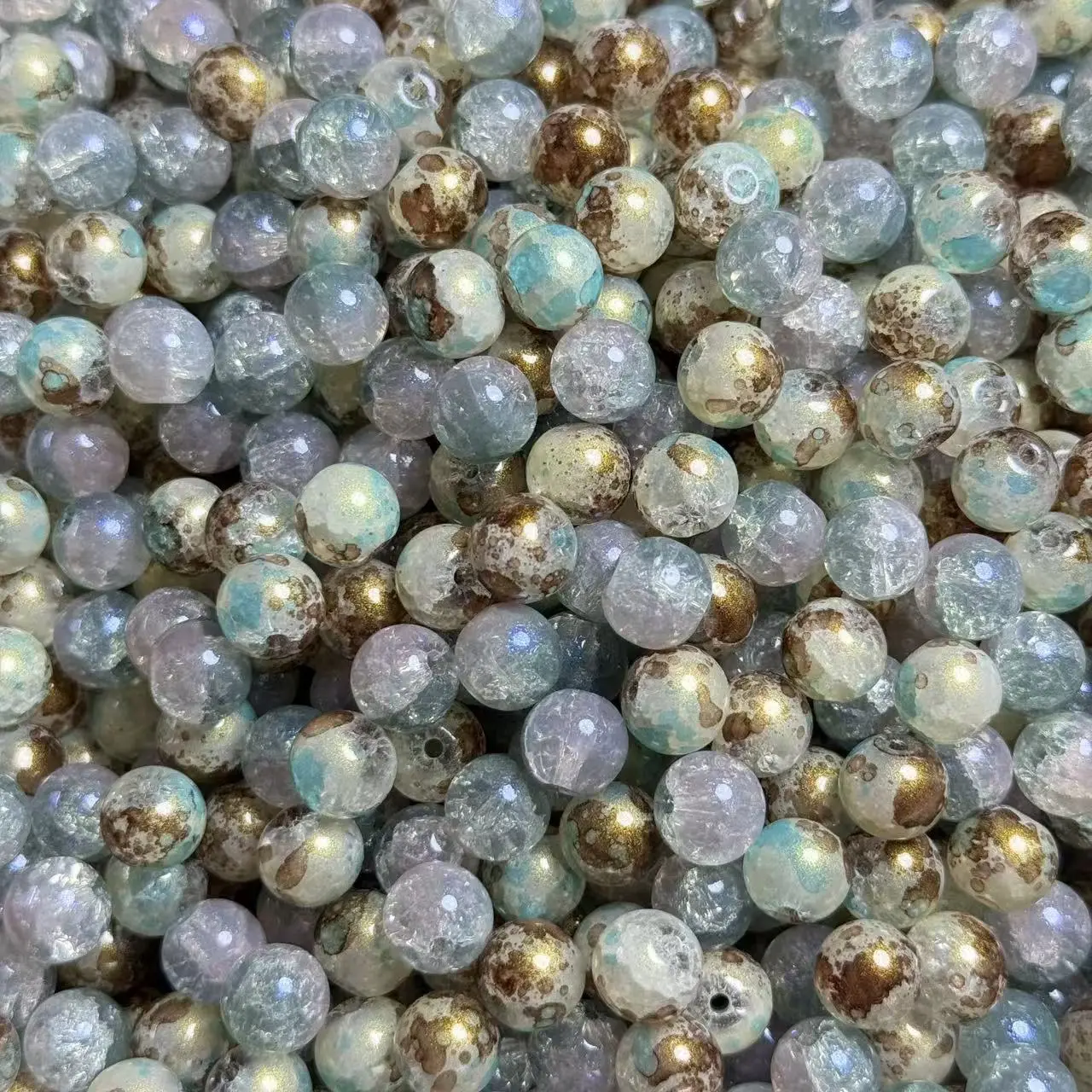 【A222】10mm Gradient Crackle Glass Beads, Suitable for Bead Stringing 75ml