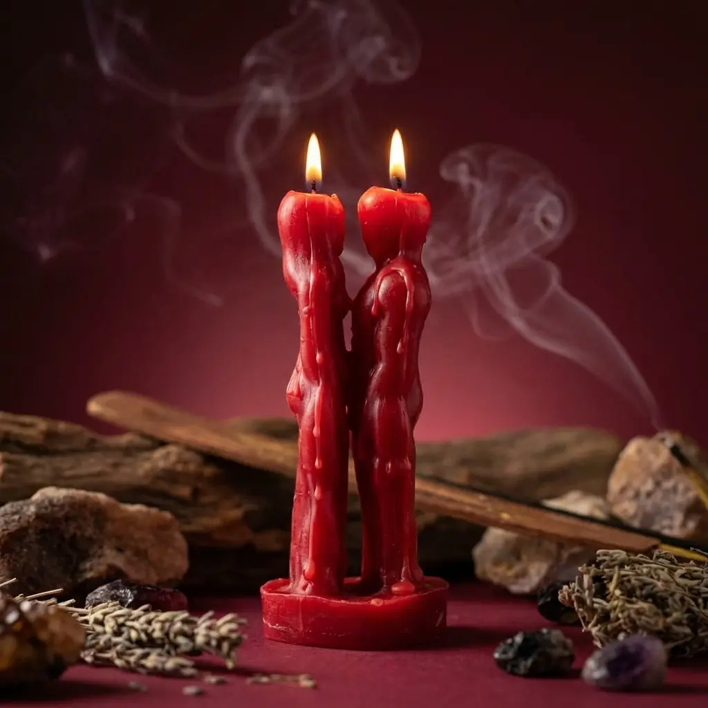 Union Male & Female Face To Face Ritual Candle - Figure Shaped Candle for Spiritual Work