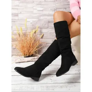 Women's Fashion Pointed Toe Chunky Heel Boots, Elegant Zipper Design Knee High Boots, Perfect for Fall & Winter SeasonsGift
