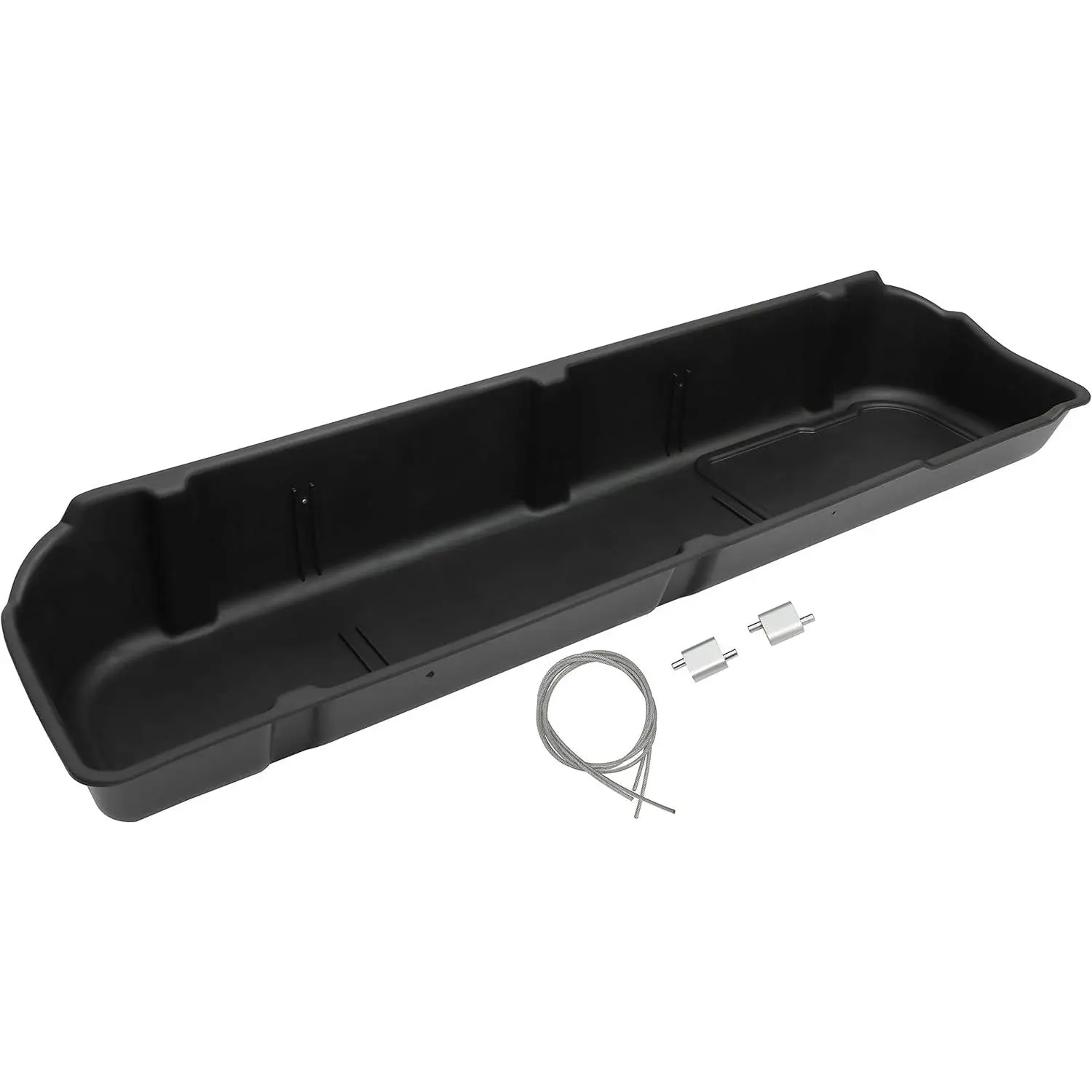 Under Seat Storage Box Compatible with 2009-2014 Ford F150 F-150 Supercrew Cab W/O Subwoofer Underseat Container Box Plastic Black