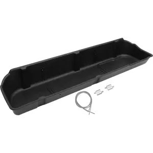 Under Seat Storage Box Compatible with 2009-2014 Ford F150 F-150 Supercrew Cab W/O Subwoofer Underseat Container Box Plastic Black