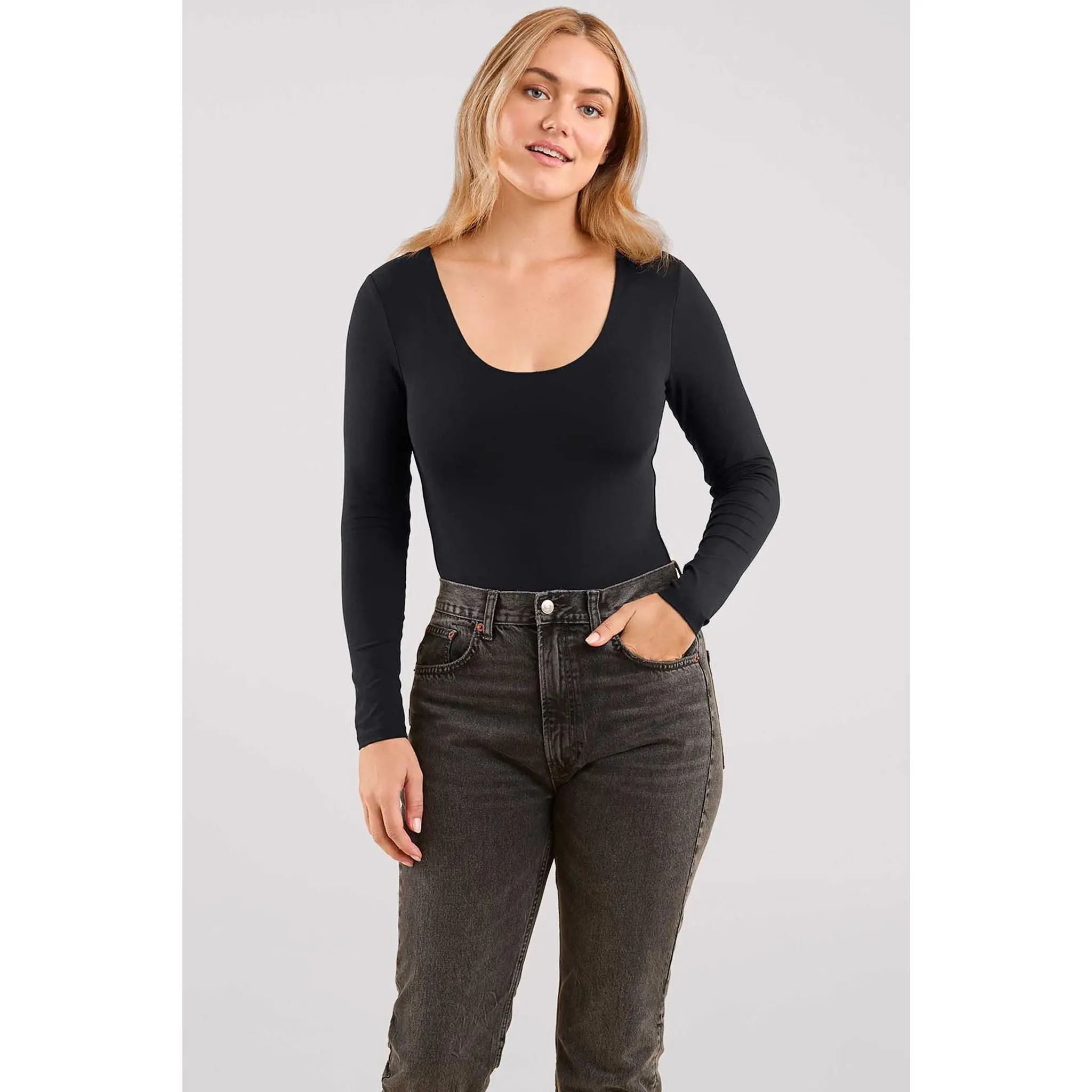Long Sleeve Scoop Neck Bodysuit