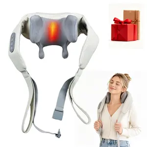 Cordless Heat Massager - Battery-Operated Pu Leather Massage Device, 3D Deep Kneading Multi-Target Massager for Neck-Shoulder-Back-Legs, Washable Cover, 15-Min Auto Timer, Silent Brushless Motor, Home-Office Use Gift for Mom, Massagers