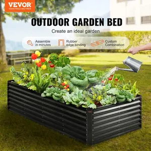 VEVOR Metal Raised Garden Bed Kit, TikTokShopBlackFriday, Outdoor Large Planter Raised Beds for Gardening Vegetables Flowers with Open Bottom and Planting Tools
