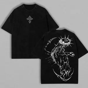 Brandless JJBA Jesus Pump Cover – Oversized Gym T-Shirt Featuring Cross Design and Fabric Top Collar, Perfect Menswear Gift for Fitness Enthusiasts and Fans of Christian Apparel