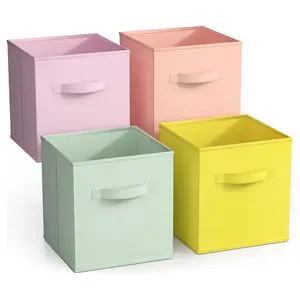 Sorbus Set of 4 Foldable Storage Cube Bins withHandles