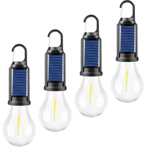 Solar Tent Lights USB Rechargeable Led Camping Lantern ,Outdoor Hanging Light Bulbs with Clip Hook for Camping,Decorations, Emergency,Flashlight