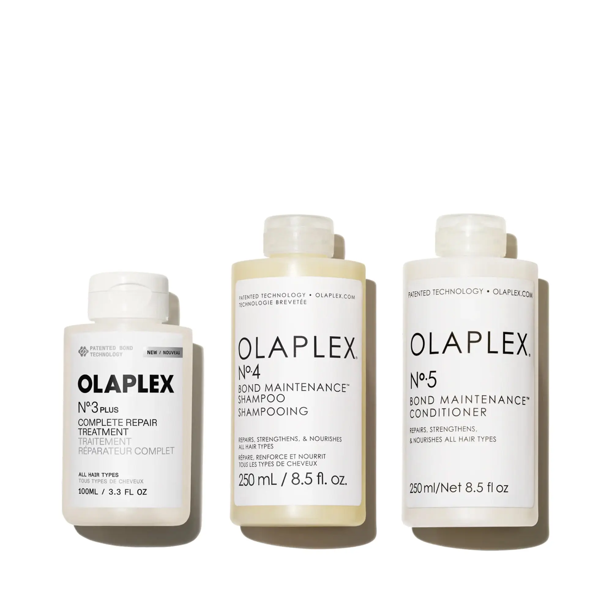 Olaplex No.3 Plus Treatment, No.4 Bond Maintenance Shampoo, & No.5 Bond Maintenance Conditioner Bundle Olaplex No.3 Plus Treatment, No.4 Bond Maintenance Shampoo, & No.5 Bond Maintenance Conditioner Bundle