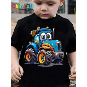 Boys' Cartoon Cute Car Print Creative Casual Trendy T-Shirt