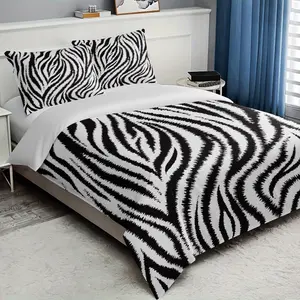 3pc Zebra Print bedding set, Soft bedding sets, including 1 duvet cover and 2 pillowcases, suitable for single beds and double beds, with multiple sizes available