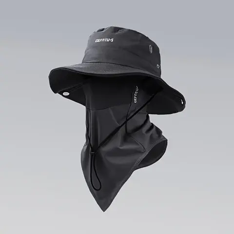 BIGWIG Unisex Adults' Polyester UPF 50+ Casual Sun Hat - Wide Brim, Neck Flap, Detachable Mask, Foldable Brim, Fold-Flat Ease, Breathable Adjustable Drawstring, Adjustable Sizing, Beach Hat, Hiking Ready
