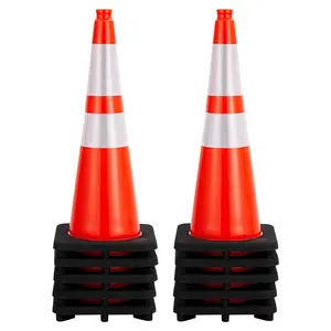 Traffic Cones 28", ExploreHorizon 10 PCS Safety Cones, PVC Orange Safety Road Parking Cones with 2 Reflective Collars,Hazard Construction Cones for Home Traffic Parking