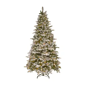 National Tree 7.5 ft. Snowy Everest Fir Tree w/Clear Lights