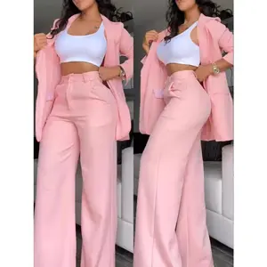 Autumn Fashion Women's Wear Suit Coat & Trousers Two-Piece Set Elegant Outfit Womenswear Comfort Basic Fluorescent Yellow Minimalist Short matching  sets spring  break  outfit denim 2  piece  sets  women two  piece  outfits raving  outfit Clothes Gamis