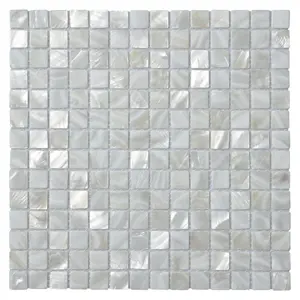 Art3d White Vinyl Mother of Pearl Shell Mosaic Wall Tiles 12x12 inch Waterproof Decorative Stickers for Kitchen Bathroom Laundry Room Home Decor