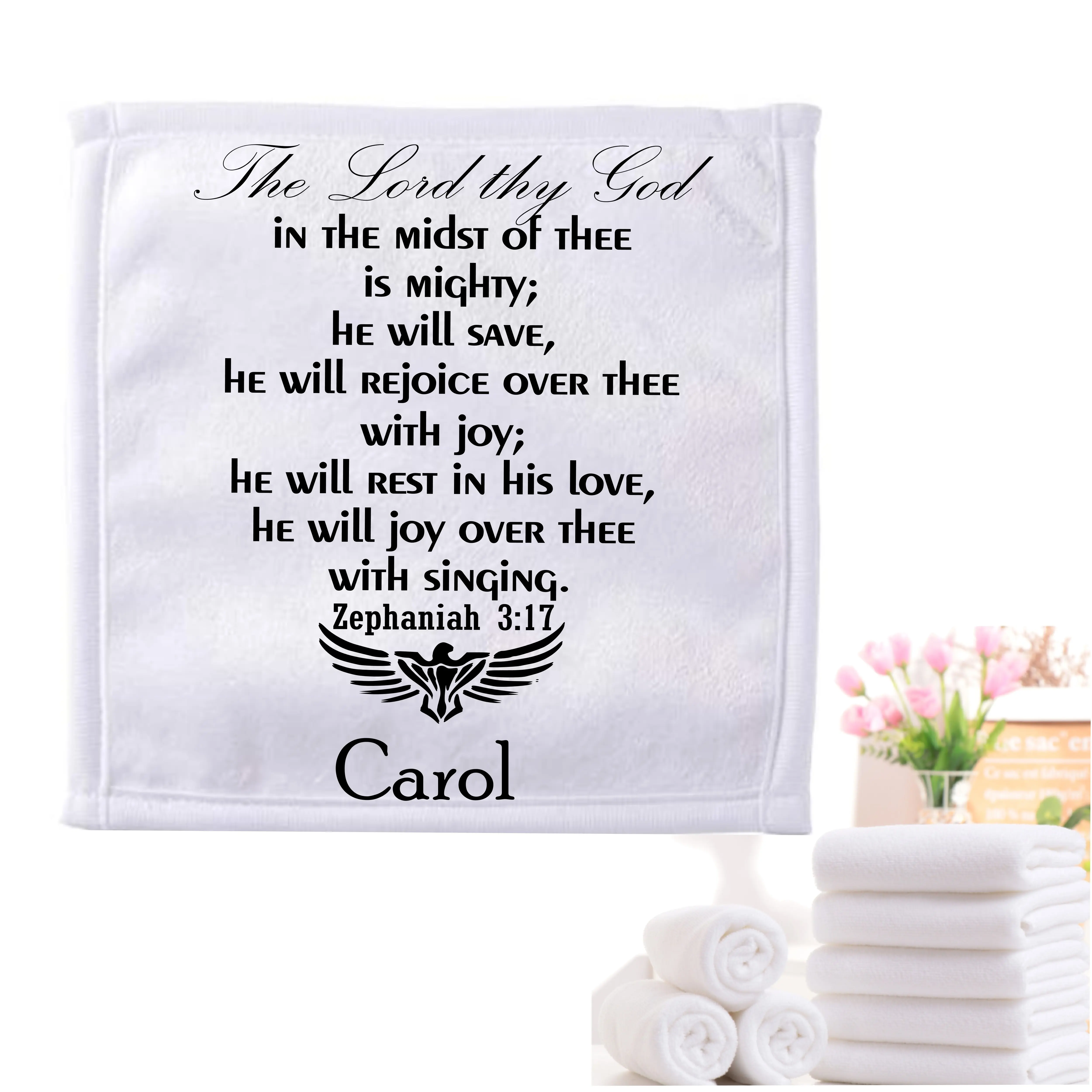 Personalized Towels with Custom Name and Bible verse | Monogram Towels with Scripture Verse
