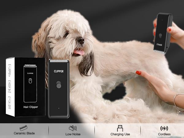 Pet Clippers for Dog Hair Grooming Low Noise, Rechargeable Cordless Cat Shaver with Ceramic Blade,Portable Pet Hair Trimmer for Matted & Long Hair