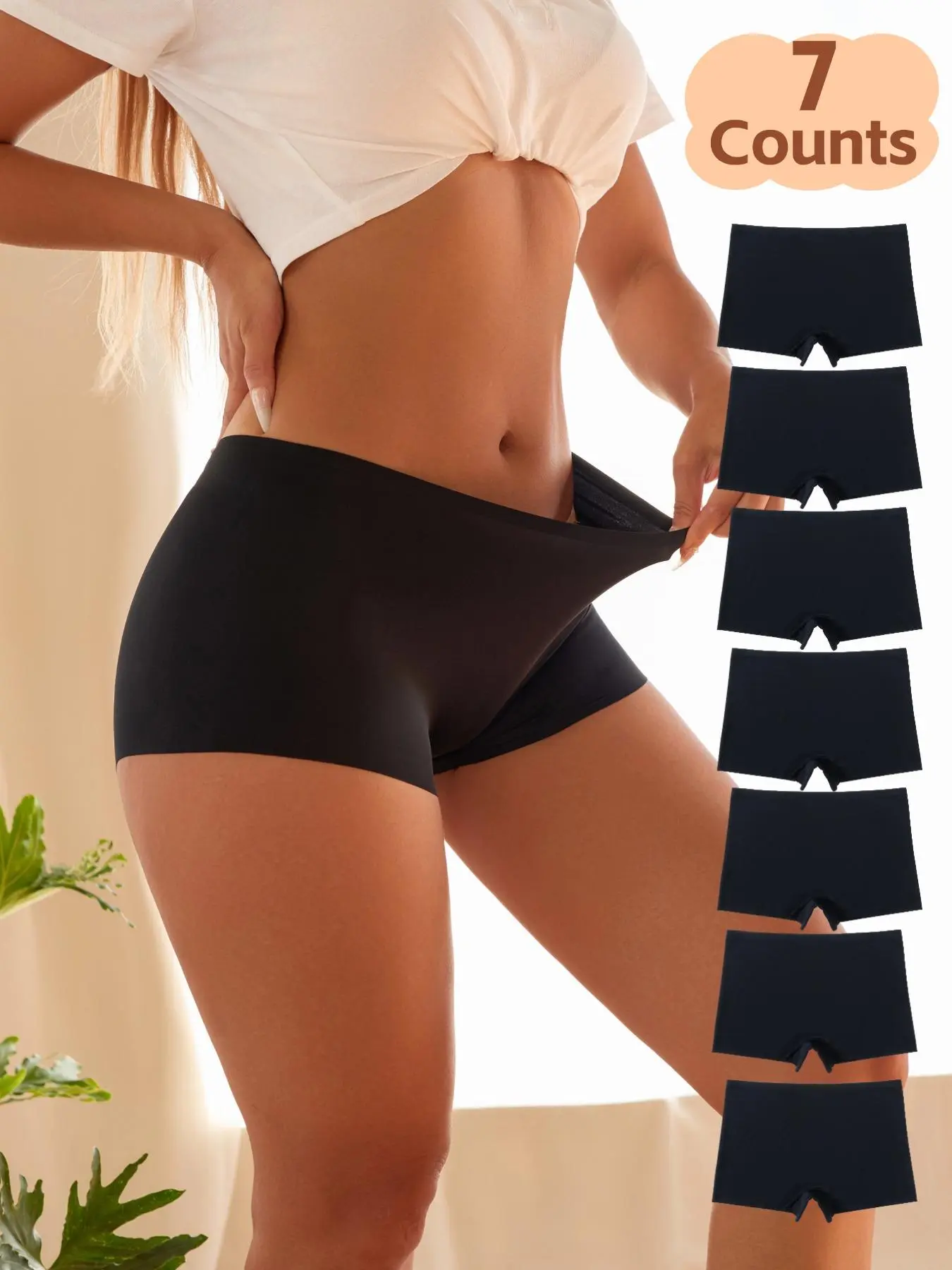 Women's Solid Color Boyshorts, Soft Comfy Breathable Seamless Panty for Daily Wear, Women's Underwear for All Seasons, Seamless Boxer Shorts, Soft Stretch Panties