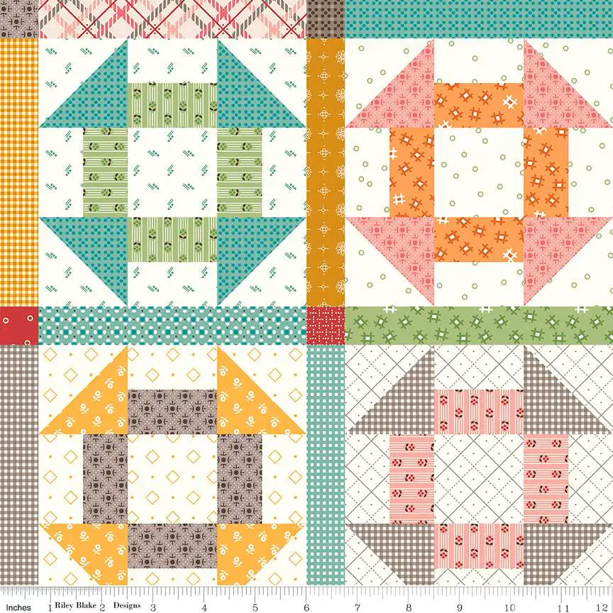 Fabric Riley Blake Cream Churn Dash Prim 108" Wide Back by the Quarter Yard WB15580-CREAM