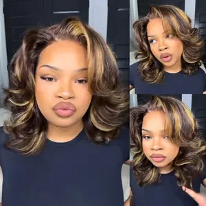 [Free Upgraded 7x6 Side Part] Menglle Hair Honey Blonde Wig 7X6 Glueless Wigs Human Hair Reay To Wear Bouncy Wave Side Part Wig 200% Density Natural Color/Brown Color/Honey Blonde#Summervibes#TikTokShopStockUp