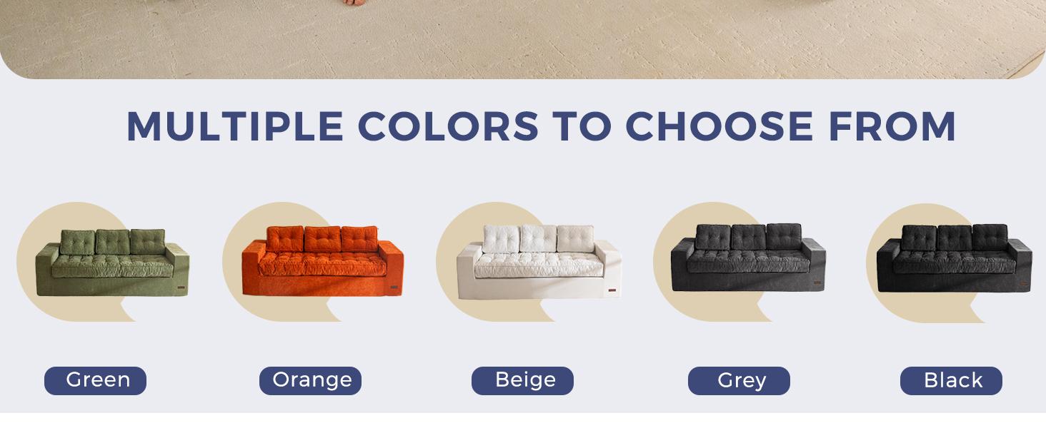 MAXYOYO Boneless Sofa Couch, Loveseat Sofa for Small Space, Tufted 3-Seater Floor Couch Bean Bag Chair for Living Room Bedroom Apartment, Sofa in a Box, No Assembly Needed