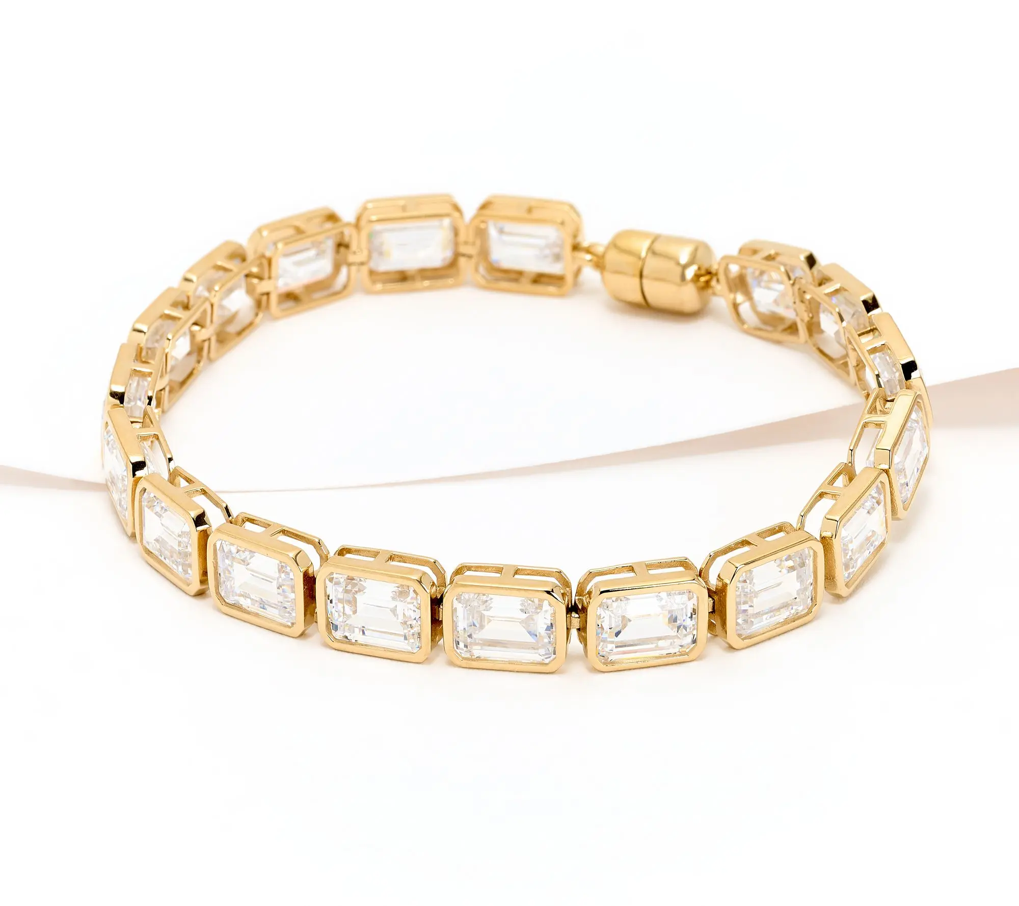 Diamonique Classics Emerald Bezel Set Tennis Bracelet, Sterl