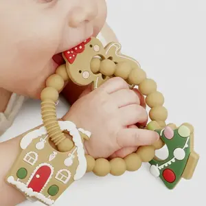 silicone teething sensory chew bracelet, one counts safe stress relief sensory teether, easy grip teether bracelet,sensory chew toy, motor skill training toy,sensory chew teether