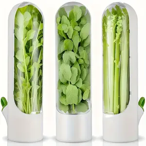 3-piece herb vegetable coriander container, Produce Saver Containers, suitable for refrigerator, keeps green and fresh for 2-3 weeks - Refrigerator Organizer