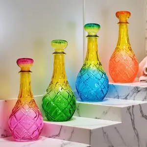 Lozenge Vintage Glass Decanter with Round Base, Home Bar & Table Decor, Elegant Design, Perfect Gifts for boy friends and father, Home Bar Accessories