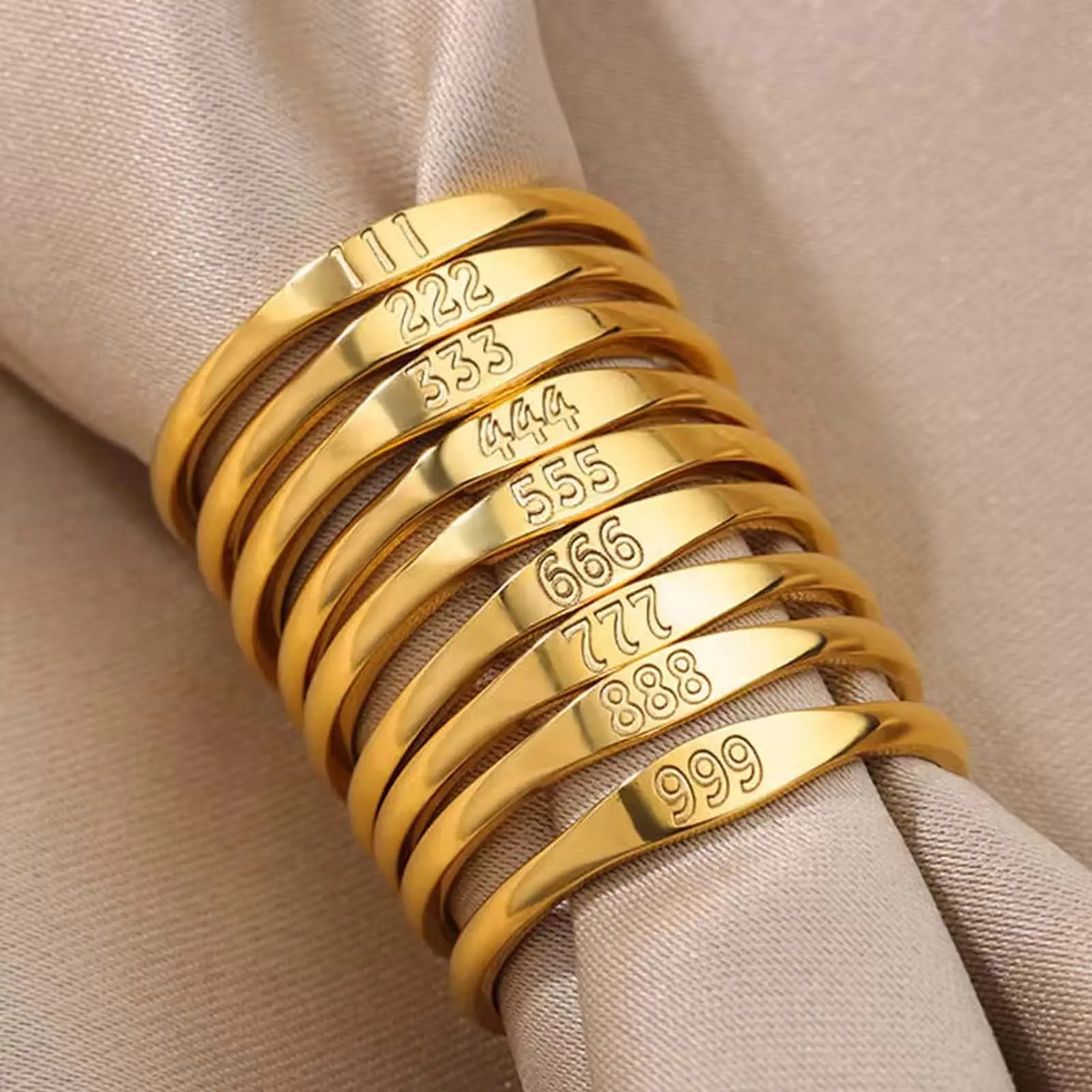 Plain Golden Number Ring (1-9), Stackable Ring, Women's Personalized Jewelry, Optional Sizes, Index Finger Daily Matching Accessory, Stackable Rings