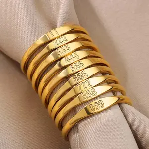 Number ring golden 1 to 9 plain ring index finger ring, optional size, daily matching female style Personalized Jewelry