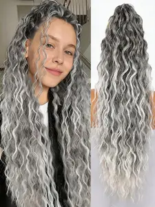 Ombre Curly Claw Clip Ponytail Extension, Synthetic Extensions, 30 Inch Long Layered Fluffy Curly Texture Synthetic Material Wig, Hairpieces for Women, All Seasons