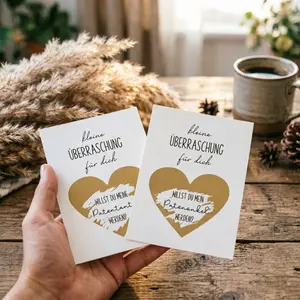 2 Sheets German 'small Surprise' Godparent Invitation Scratch Cards, Heart Design, Baptism Ceremony Gift, Family Party Favor