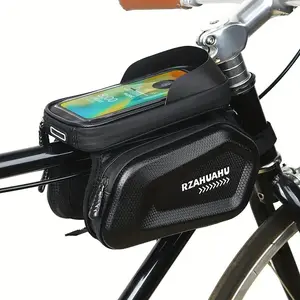 Waterproof Bicycle Handlebar Bag, Large Capacity Touchscreen Phone Holder, Tpu Frame Storage Pouch, Eva & 3-Point Mounting System, Smartphone Holder