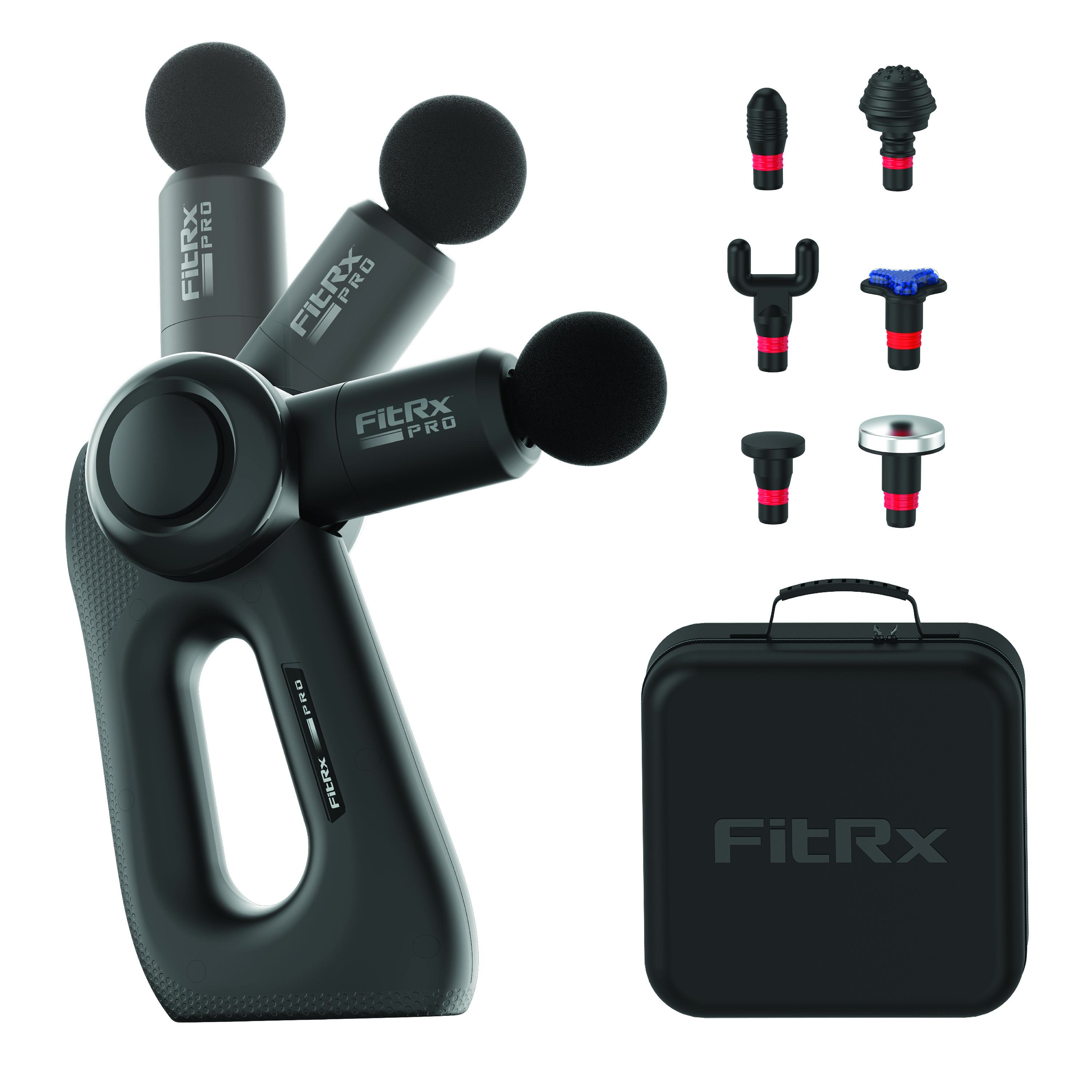 FitRx Pro Muscle Massage Gun, Neck and Back Handheld Percussion Massager with Multiple Speeds and Attachments