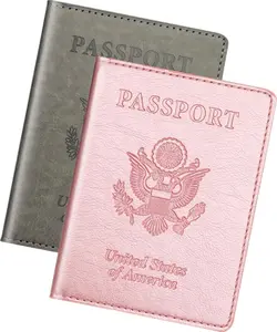 Unisex Durable Waterproof Minimalist Rose Gold & Gray Travel Accessories Passport Holder, Wallet Cover Case for Family Cruise Travel