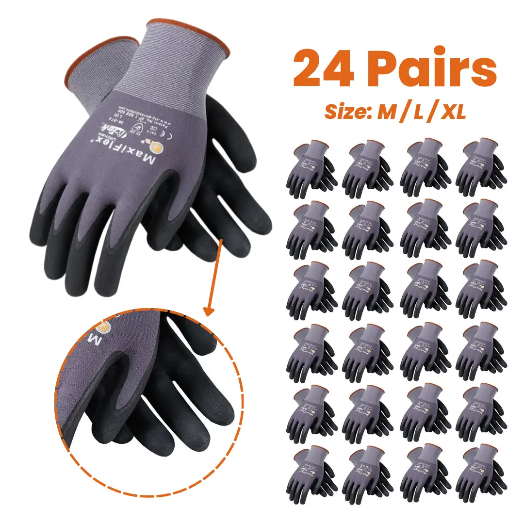 24 Pares MaxiFlex Guantes Para Trabajo - Maxi Flex Foam Nitrile Work Gloves For Men