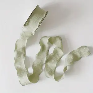 1roll/10yard, Chiffon Ribbon, Handmade Edge Ribbon For Wedding Invitations And Gift Packaging, Birthday Parties, And Bridal Bouquet Decoration, Lace Style