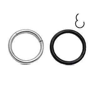 HERVAY 20G 10MM Hinged Segment Nose Hoop Ring Gold Silver Black Options Rook Helix Daith Septum Compatible Unisex Basic Daily Wear Jewelry
