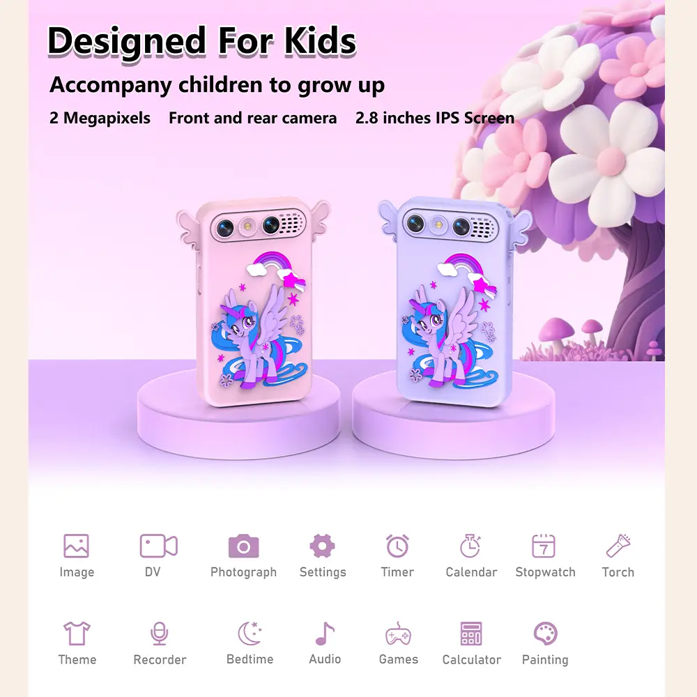 Kids Educational Phone Toy for Ages 3-8, 8GB Learning Toy Phone with Dual Camera, 20 Puzzle Games, Flashlight, Alarm, Timer & Bedtime Stories