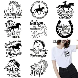 12 Horse Heart Heat Transfer Stickers, Fabric Iron-On Decals for T-Shirts, Jeans, Hats, Bags, Easy Peel & Stick Decorative Patches